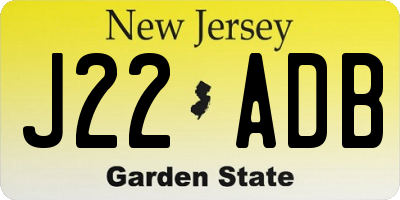 NJ license plate J22ADB
