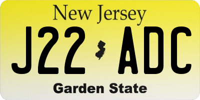 NJ license plate J22ADC