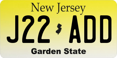 NJ license plate J22ADD