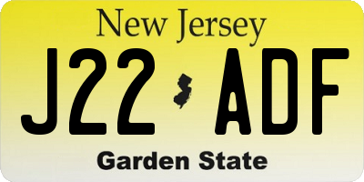 NJ license plate J22ADF