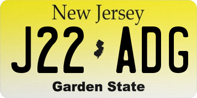 NJ license plate J22ADG