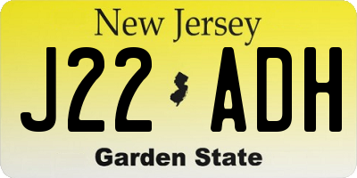 NJ license plate J22ADH