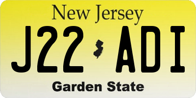 NJ license plate J22ADI