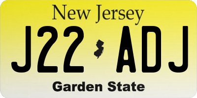 NJ license plate J22ADJ