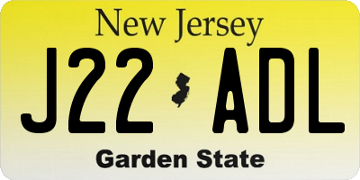 NJ license plate J22ADL