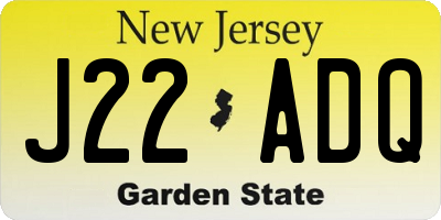 NJ license plate J22ADQ