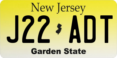 NJ license plate J22ADT