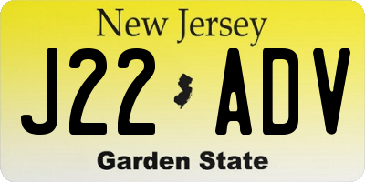 NJ license plate J22ADV