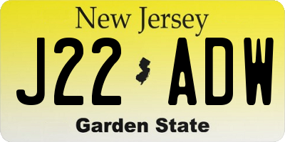 NJ license plate J22ADW