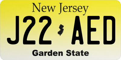 NJ license plate J22AED