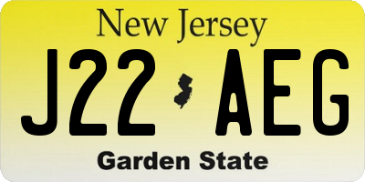 NJ license plate J22AEG