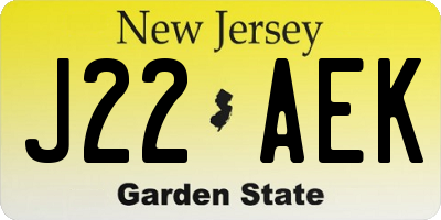 NJ license plate J22AEK