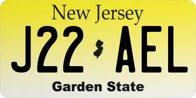 NJ license plate J22AEL