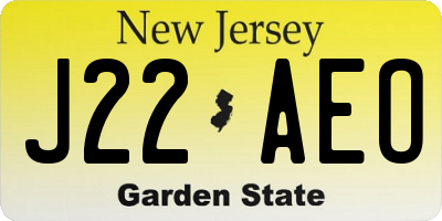 NJ license plate J22AEO