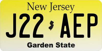 NJ license plate J22AEP