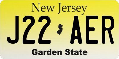 NJ license plate J22AER