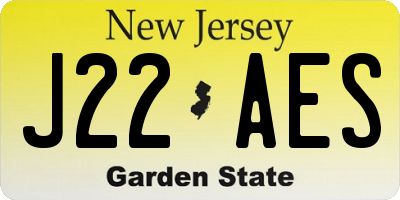 NJ license plate J22AES