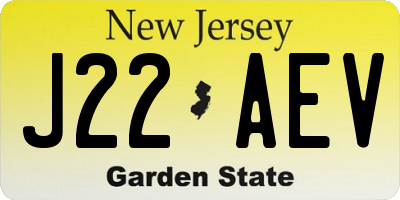 NJ license plate J22AEV