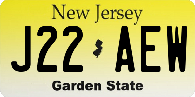 NJ license plate J22AEW