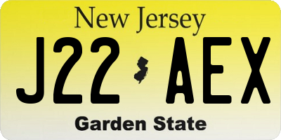 NJ license plate J22AEX