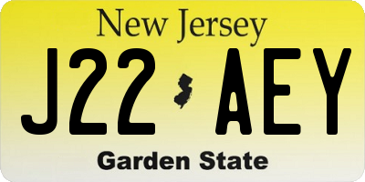 NJ license plate J22AEY