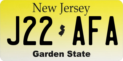 NJ license plate J22AFA
