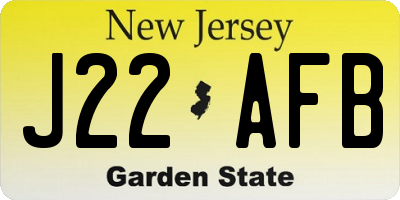 NJ license plate J22AFB