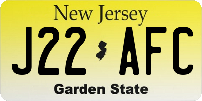 NJ license plate J22AFC