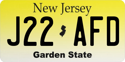 NJ license plate J22AFD