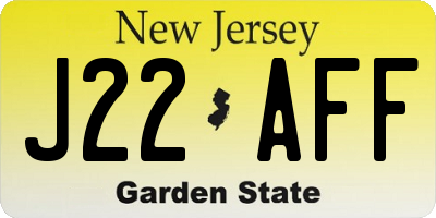 NJ license plate J22AFF
