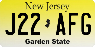 NJ license plate J22AFG
