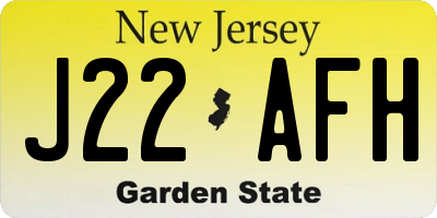 NJ license plate J22AFH