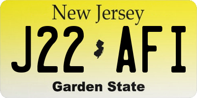 NJ license plate J22AFI