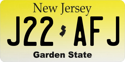 NJ license plate J22AFJ