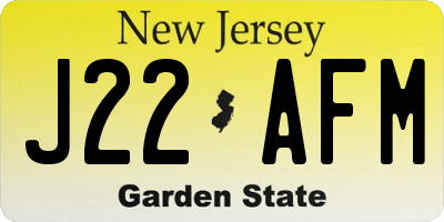 NJ license plate J22AFM