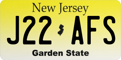 NJ license plate J22AFS