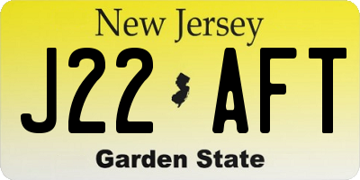 NJ license plate J22AFT