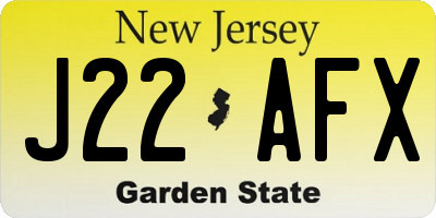 NJ license plate J22AFX