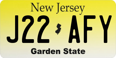 NJ license plate J22AFY