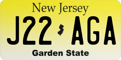 NJ license plate J22AGA
