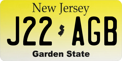 NJ license plate J22AGB