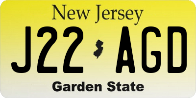 NJ license plate J22AGD