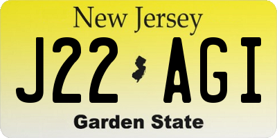 NJ license plate J22AGI