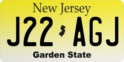 NJ license plate J22AGJ