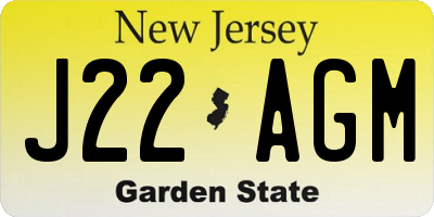 NJ license plate J22AGM