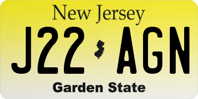 NJ license plate J22AGN