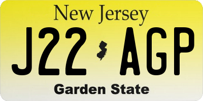 NJ license plate J22AGP