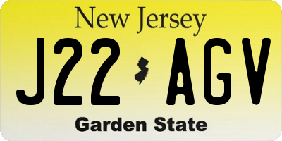 NJ license plate J22AGV