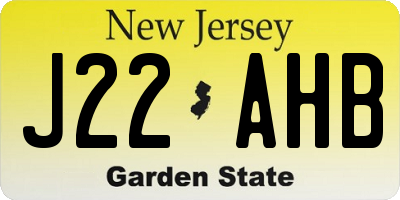 NJ license plate J22AHB