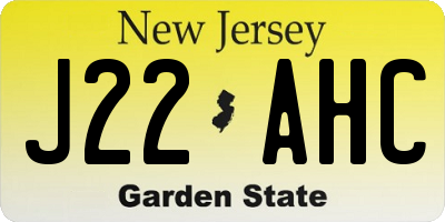 NJ license plate J22AHC